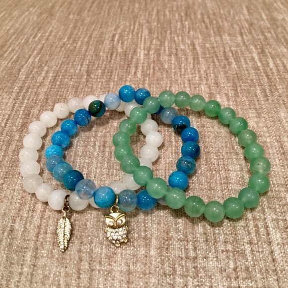 🦋 Natural Stone Stretch Bracelets (3 pack) - Picture 2 of 2